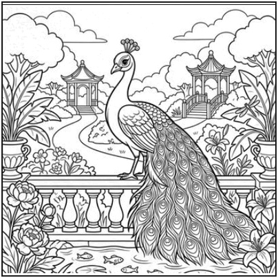 Peacock printable coloring page